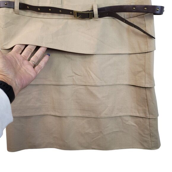 Sharagano Shirt Dress 14 Safari Button Front Roll Sleeve Detachable Belt New - Picture 4 of 11